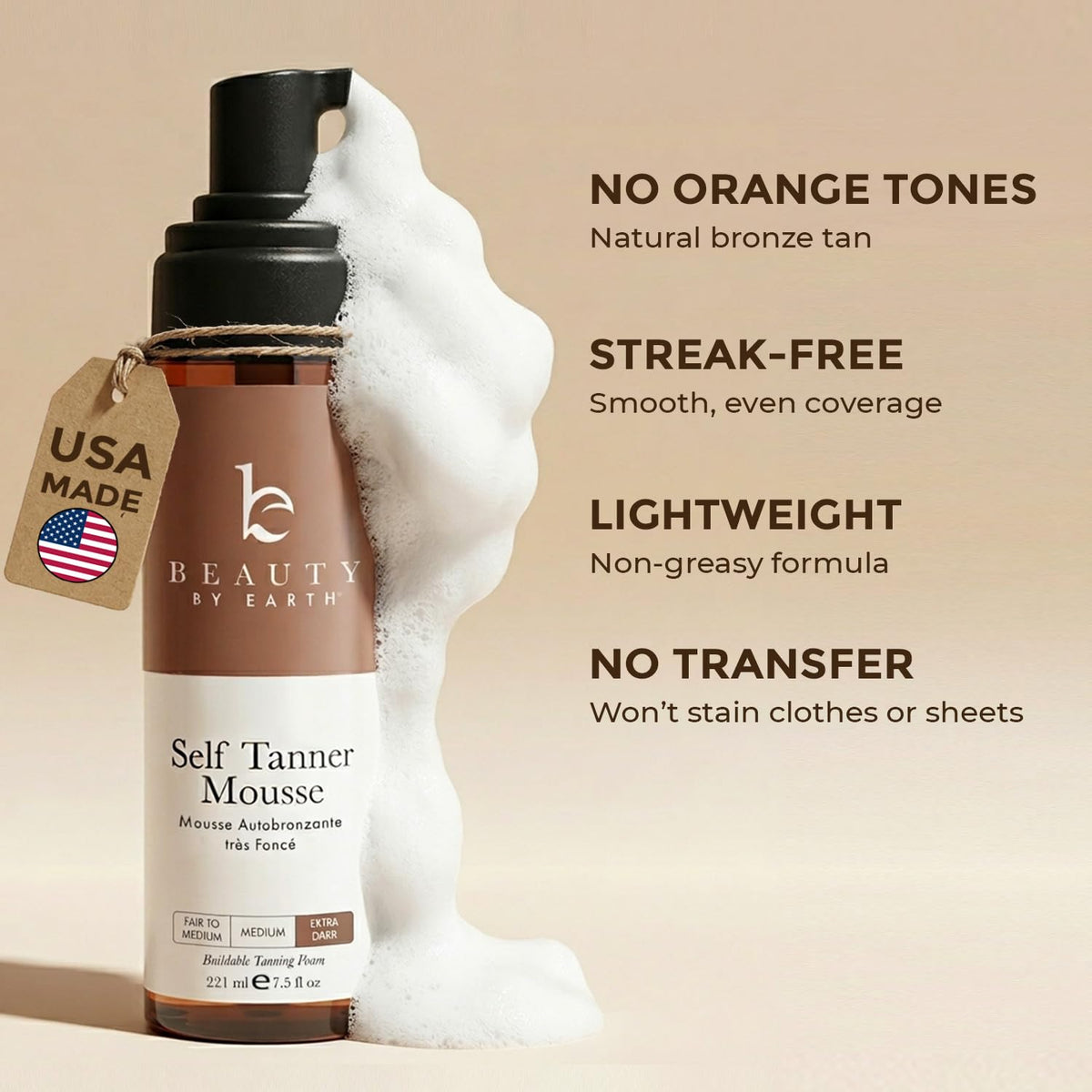 Beauty by Earth application mitt demonstrating streak-free blending