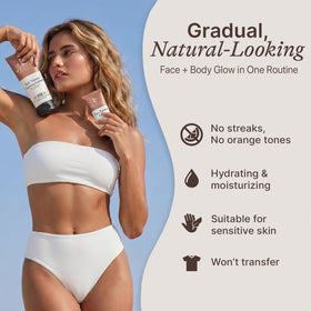 Beauty by Earth tanning mitt in hand for streak-free, even coverage