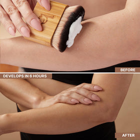 Beauty by Earth applied with a mitt delivering streak-free even tan