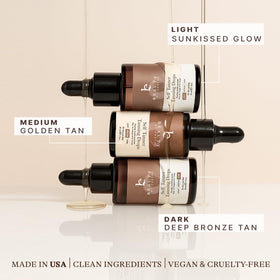 Beauty by Earth before and after subtle glow demonstrating natural-looking tan