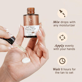 Beauty by Earth before and after comparison showing natural bronzing effect