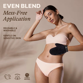 Beauty by Earth exfoliating glove texture showing scrub surface to prep skin