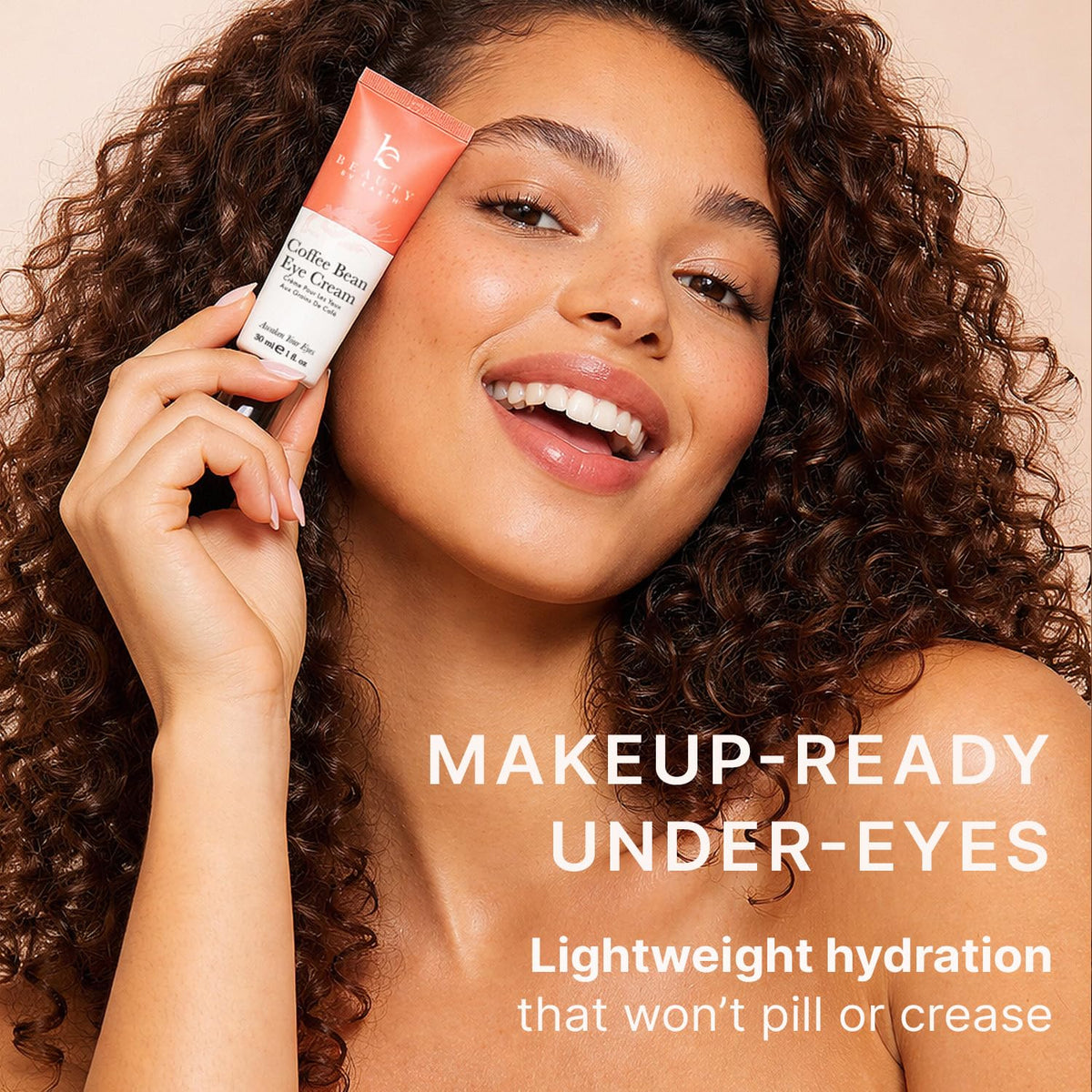 Beauty by Earth cream swiped on hand demonstrating smoothing effect