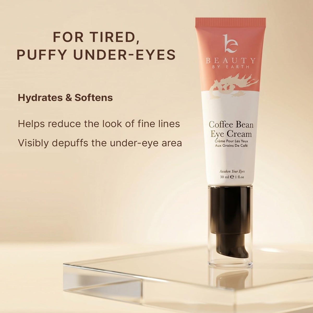 Beauty by Earth applying cream under eye to depuff and refresh