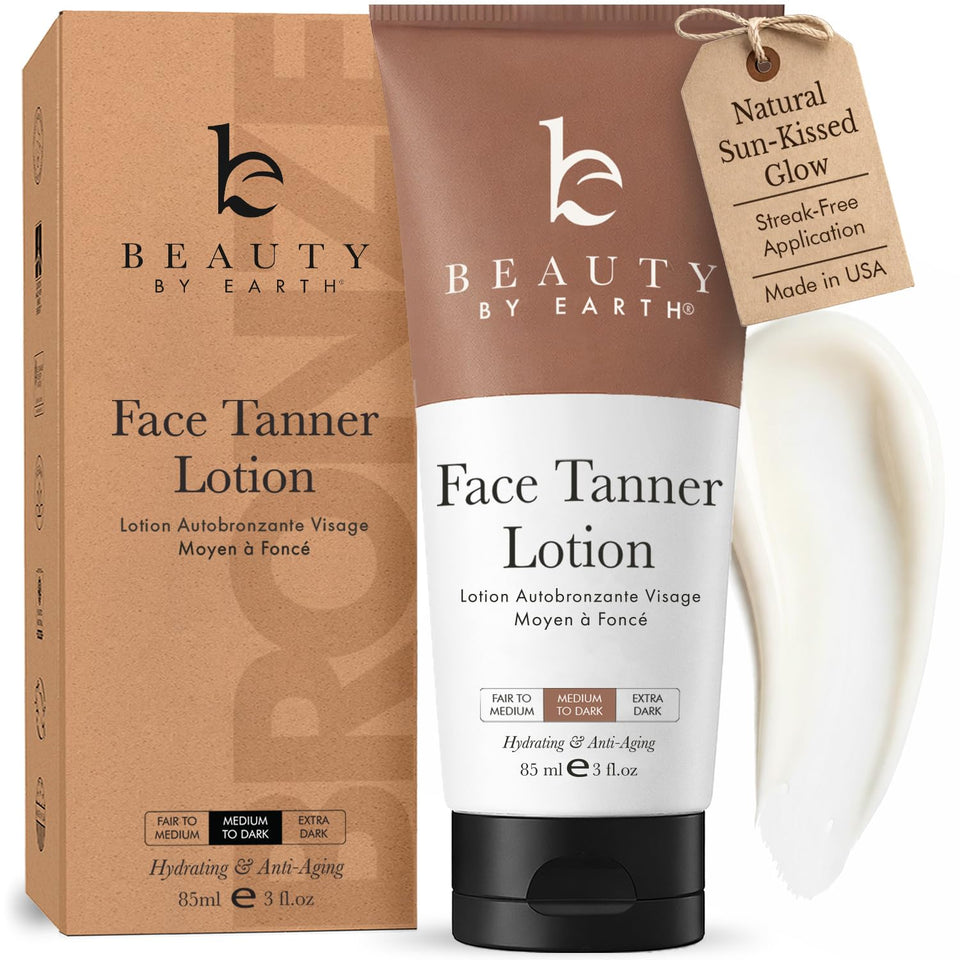 Beauty by Earth front packaging showing compact bottle and honest labeling benefit natural glow