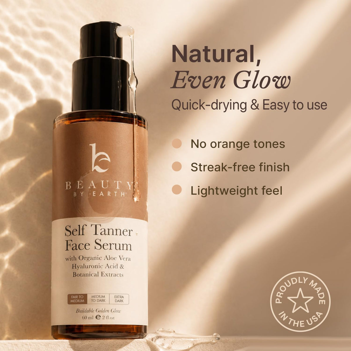 Beauty by Earth pump dispensing serum enabling controlled, mess-free application
