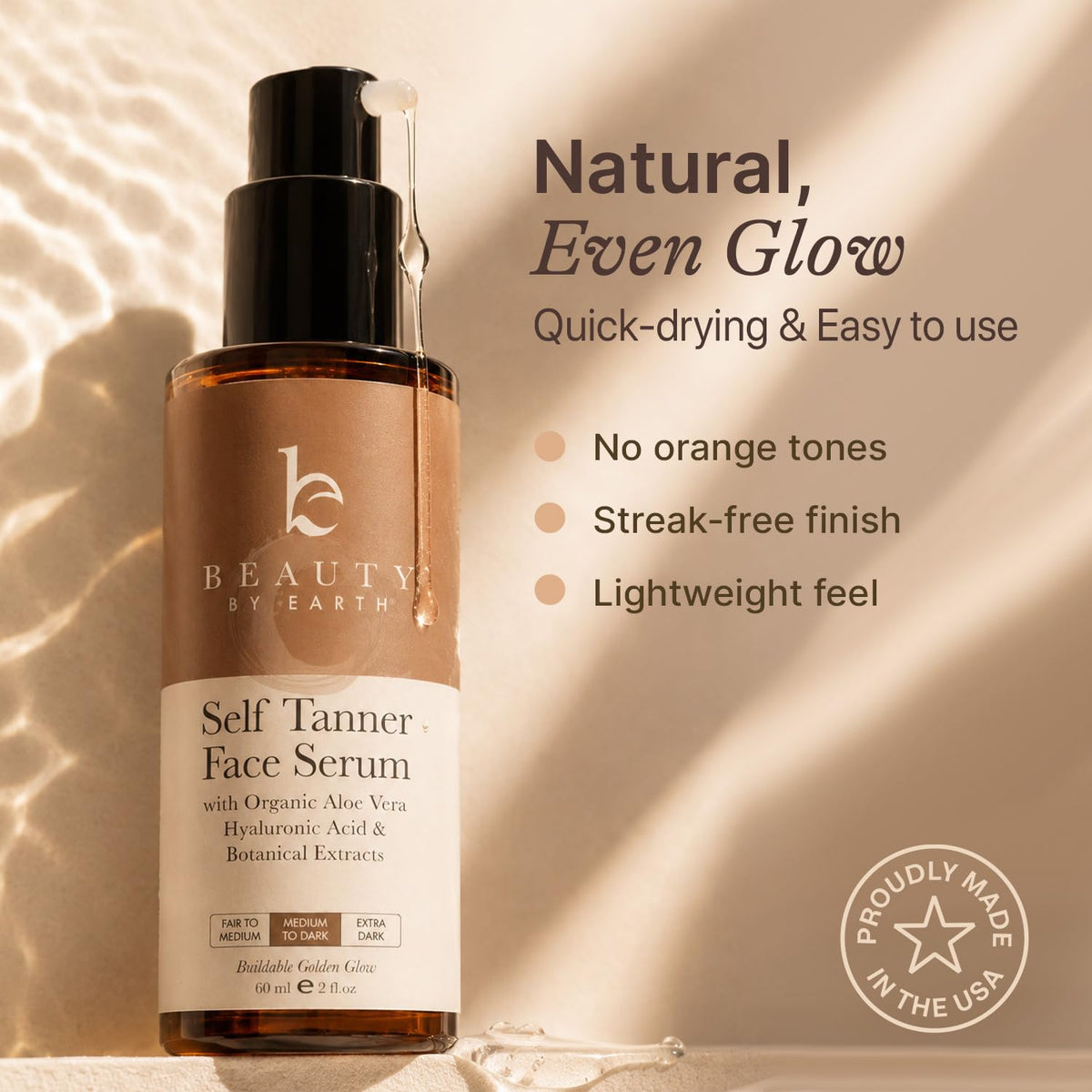 Beauty by Earth serum texture droplet illustrating lightweight hydration benefit