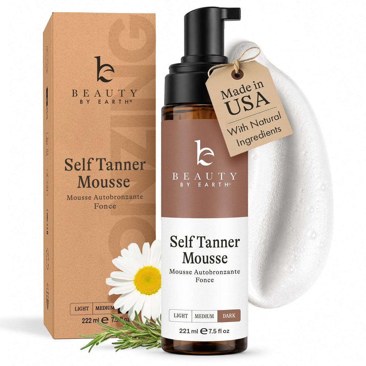 Beauty by Earth front packaging showing deep tan benefits