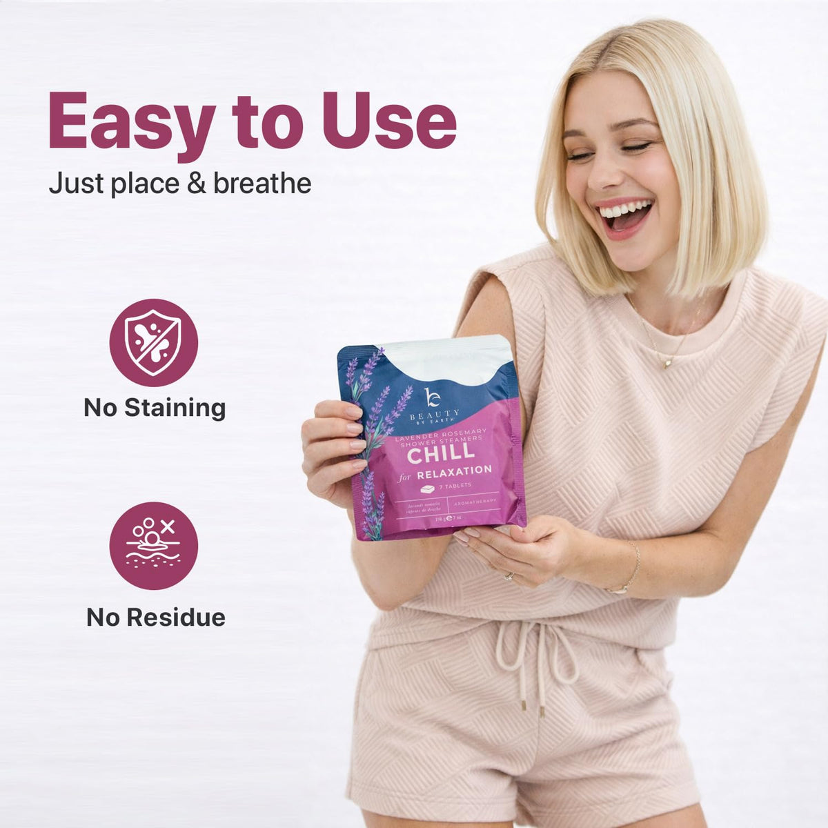 Beauty by Earth gift box open showing shower steamers as present