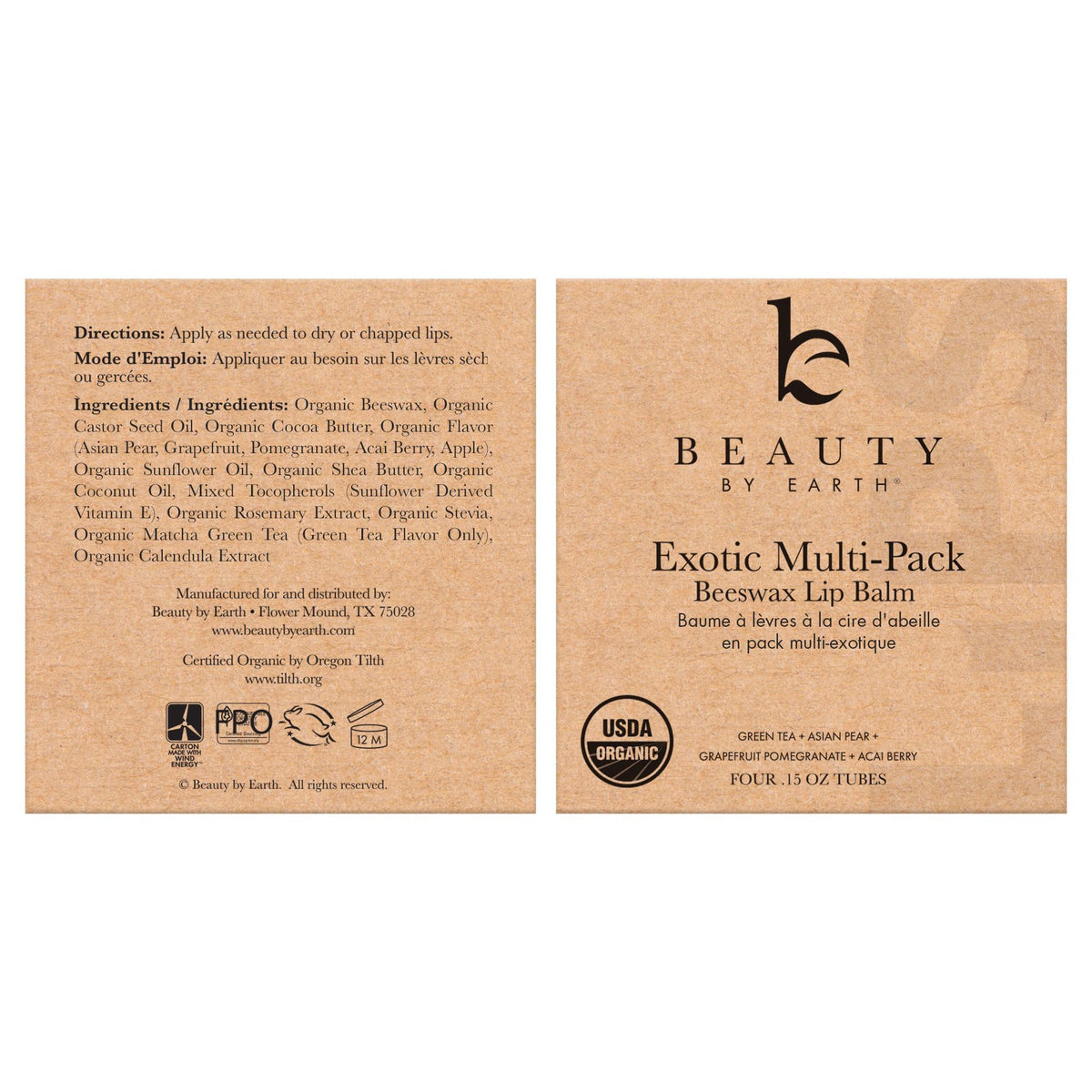 Beauty by Earth gift packaging display, attractive stocking stuffer option