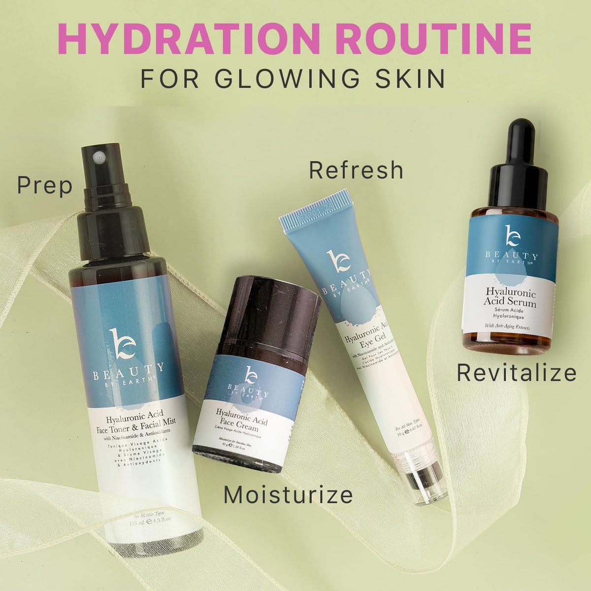 Beauty by Earth lifestyle bathroom counter display showing daily routine compatibility benefit