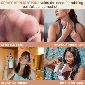 Beauty by Earth bottle in beach bag illustrating on-the-go cooling care