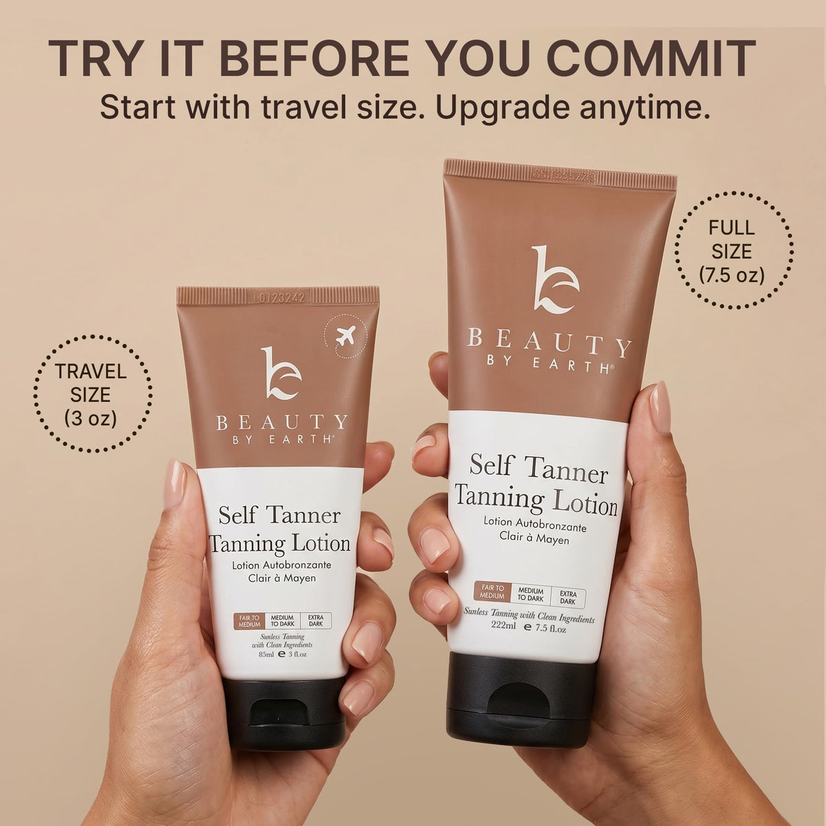Beauty by Earth in a beach bag lifestyle image suggesting ready-to-go radiance
