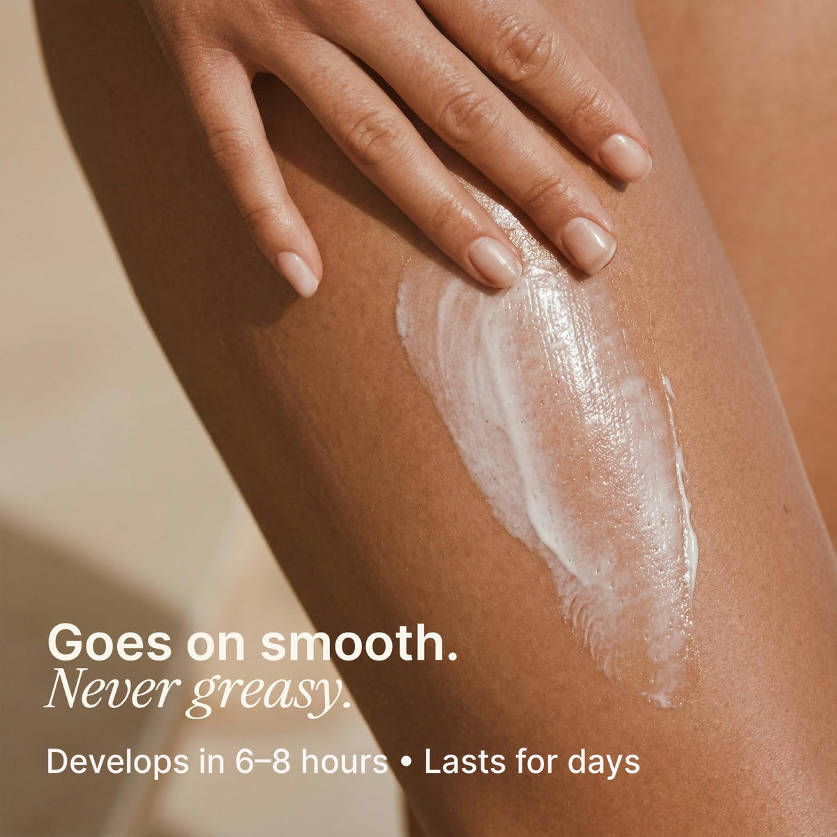 Beauty by Earth leg before and after showing natural gradual bronzing effect