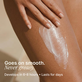 Beauty by Earth leg before and after showing natural gradual bronzing effect