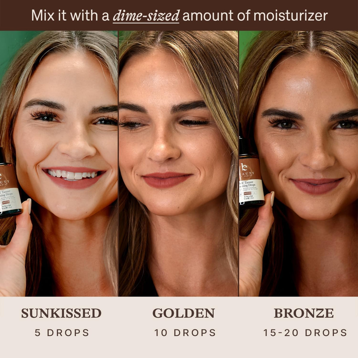 Beauty by Earth mixing drops with moisturizer to customize color