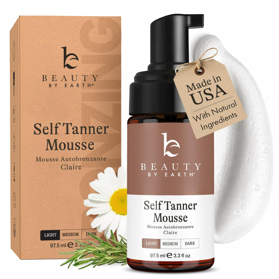 Beauty by Earth bottle front view showing clean tan foam and natural ingredients benefit