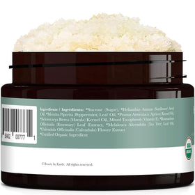 Beauty by Earth label close-up showing organic certification and ingredient transparency