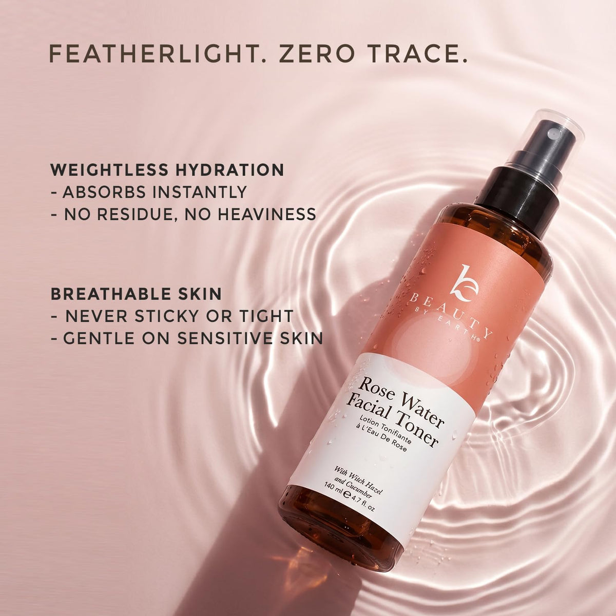 Beauty by Earth droplet on skin showcasing lightweight texture and quick absorption