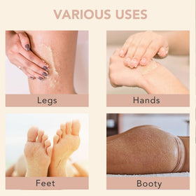 Beauty by Earth scrub applied on elbow to soften rough skin and improve texture
