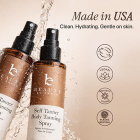 Beauty by Earth mitt application showing streak-free blending benefit
