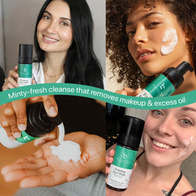 Beauty by Earth hand holding bottle to show size and travel-ready convenience