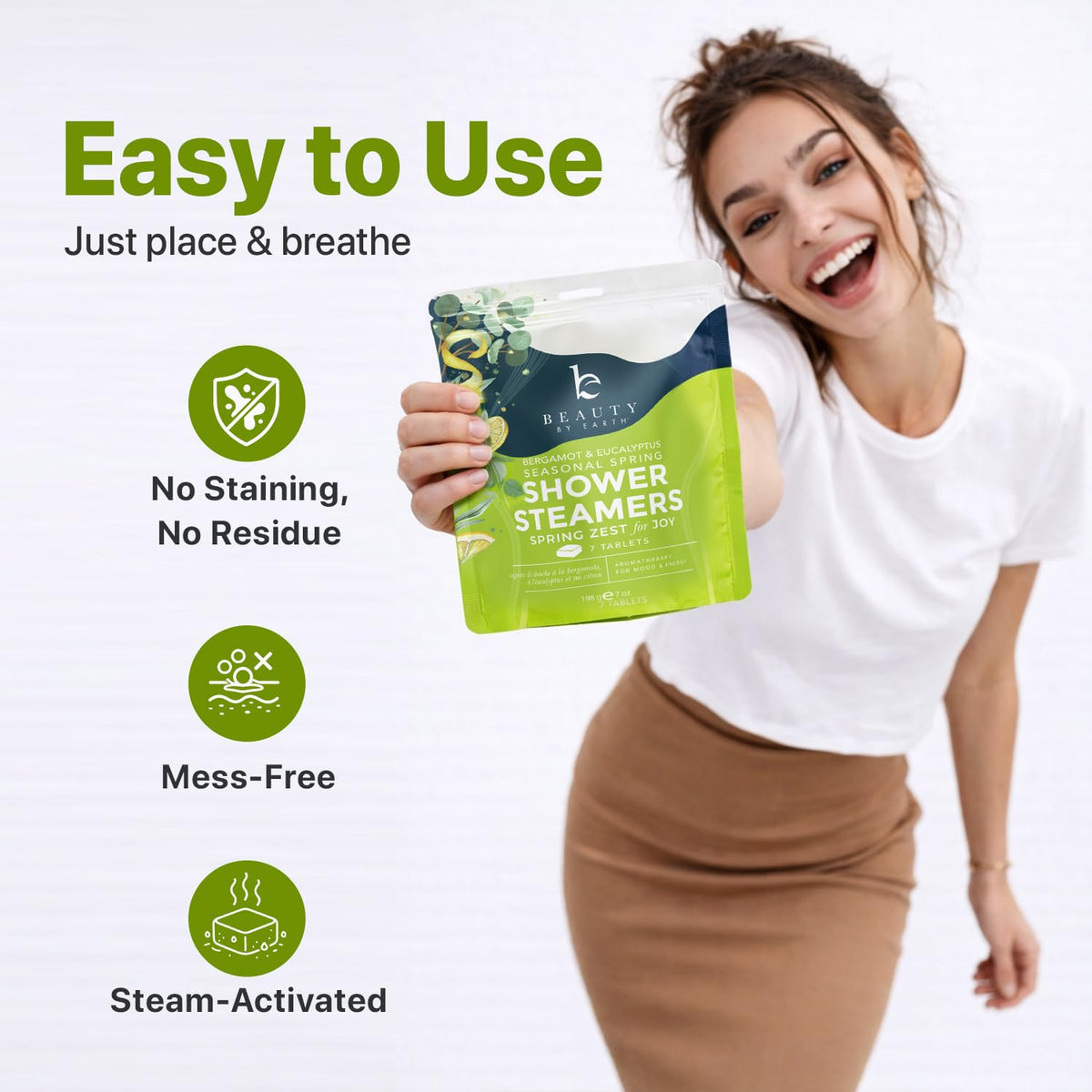 Beauty by Earth steamer partially dissolving under shower steam without residue