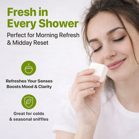 Beauty by Earth steamer in shower releasing steam for an invigorating aromatherapy boost