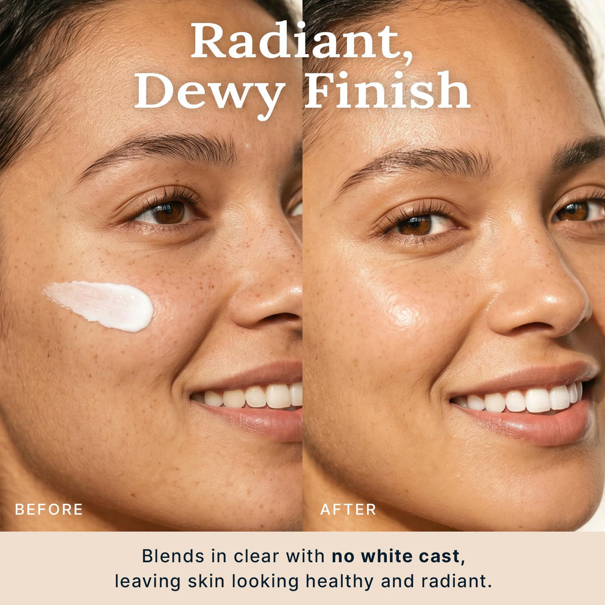 Beauty by Earth sunscreen being applied to face delivering lightweight protection