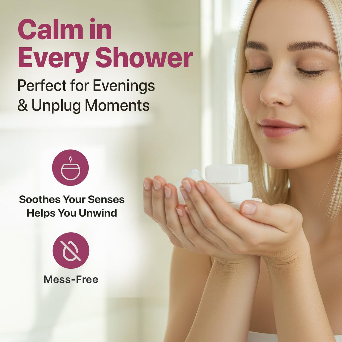 Beauty by Earth steamer dissolving in shower releasing calming steam