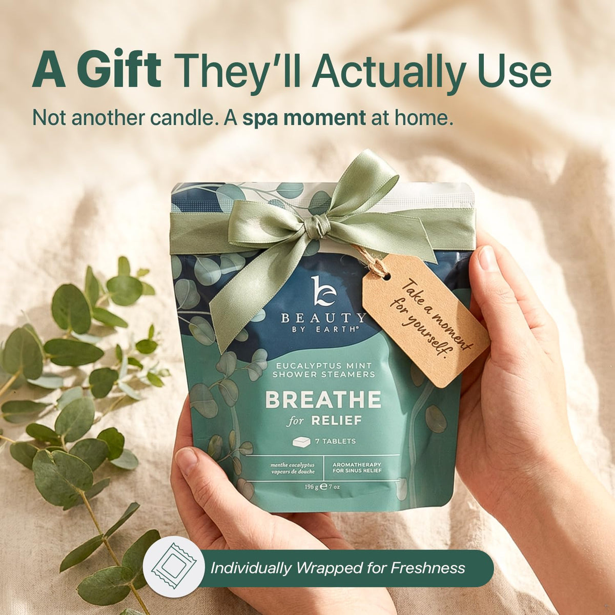 Beauty by Earth tablet dissolving under water demonstrating slow-release scent for longer aromatherapy