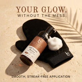 Beauty by Earth tanning mitt detail demonstrating smooth application