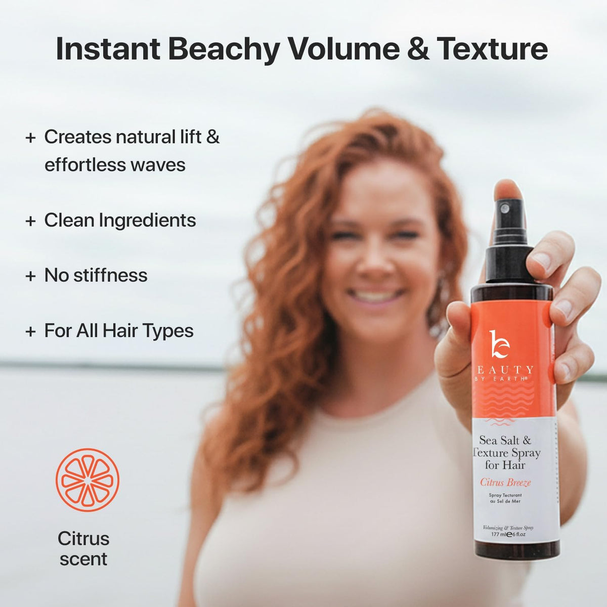 Beauty by Earth textured beachy waves on hair giving natural lift