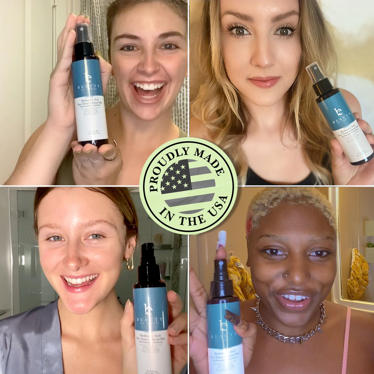 Beauty by Earth toner beside ceramic bowl for calming skincare setup