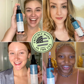 Beauty by Earth toner beside ceramic bowl for calming skincare setup