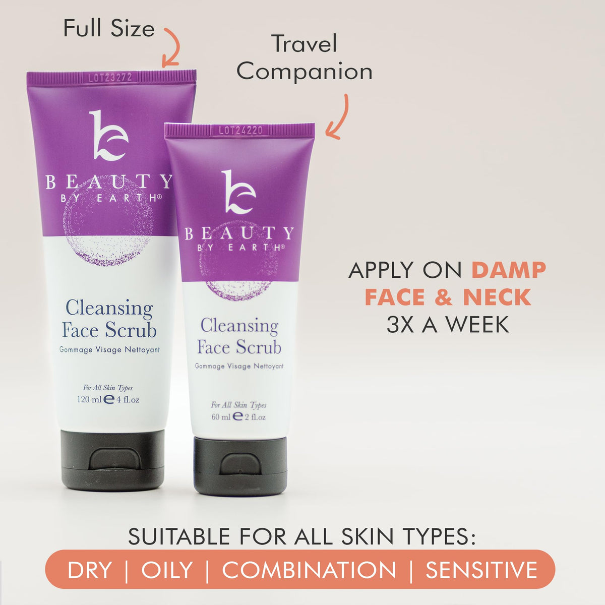 Beauty by Earth tube next to a ruler showing product size and travel friendly