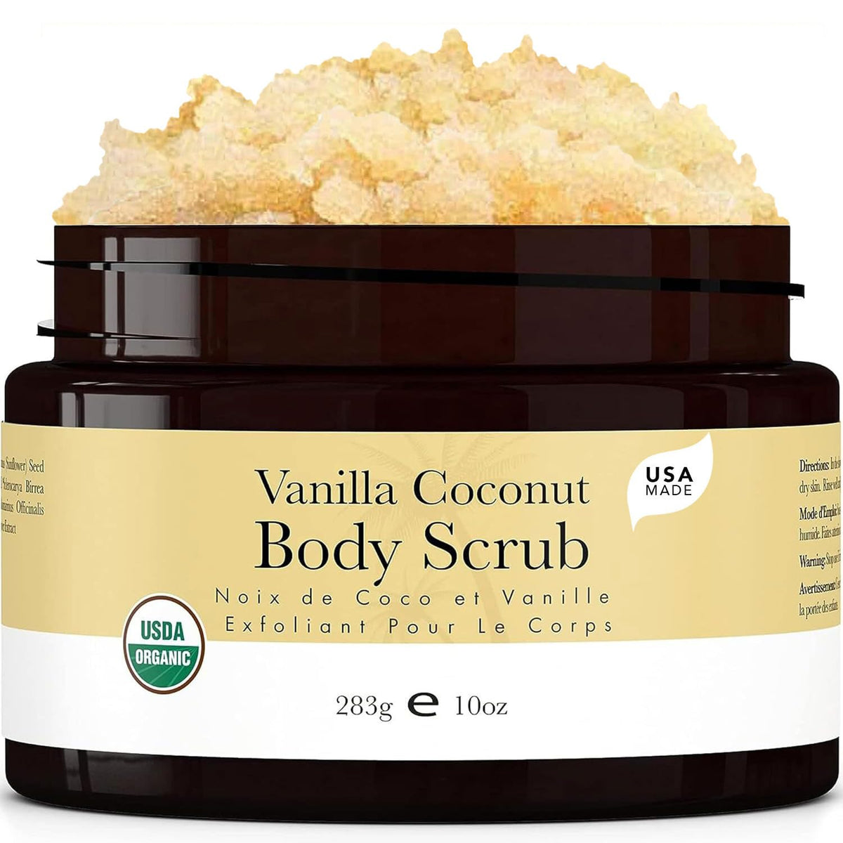 Beauty by Earth jar front showing vanilla coconut label and natural appeal