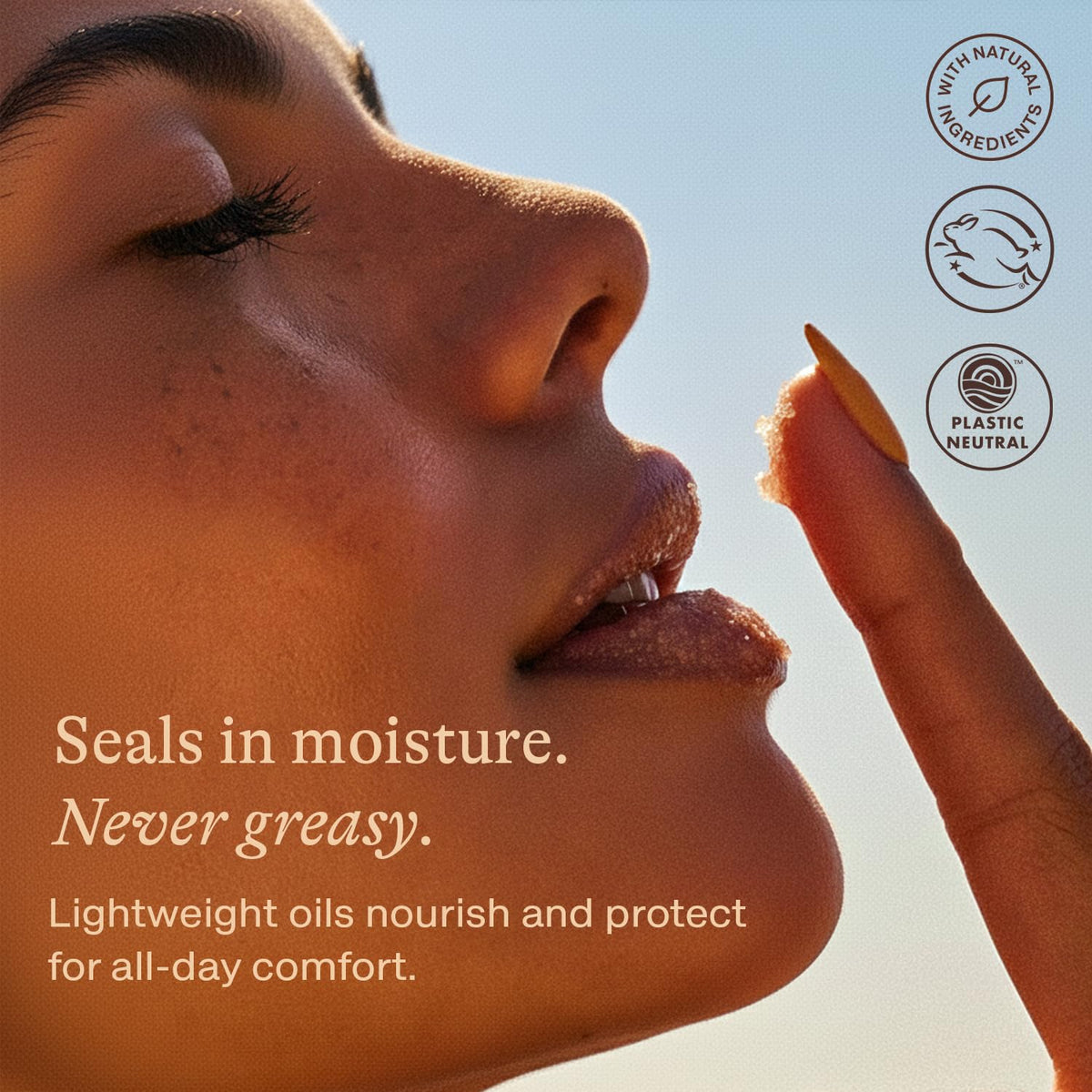 Beauty by Earth scrub on finger demonstrating easy application