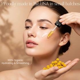 Beauty Glow illustrative before and after texture comparison showing improved skin look