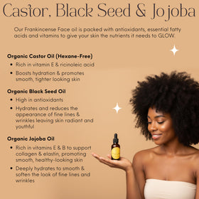 Beauty Glow ingredients arrangement showing black seed, castor, jojoba for nutrient blend clarity