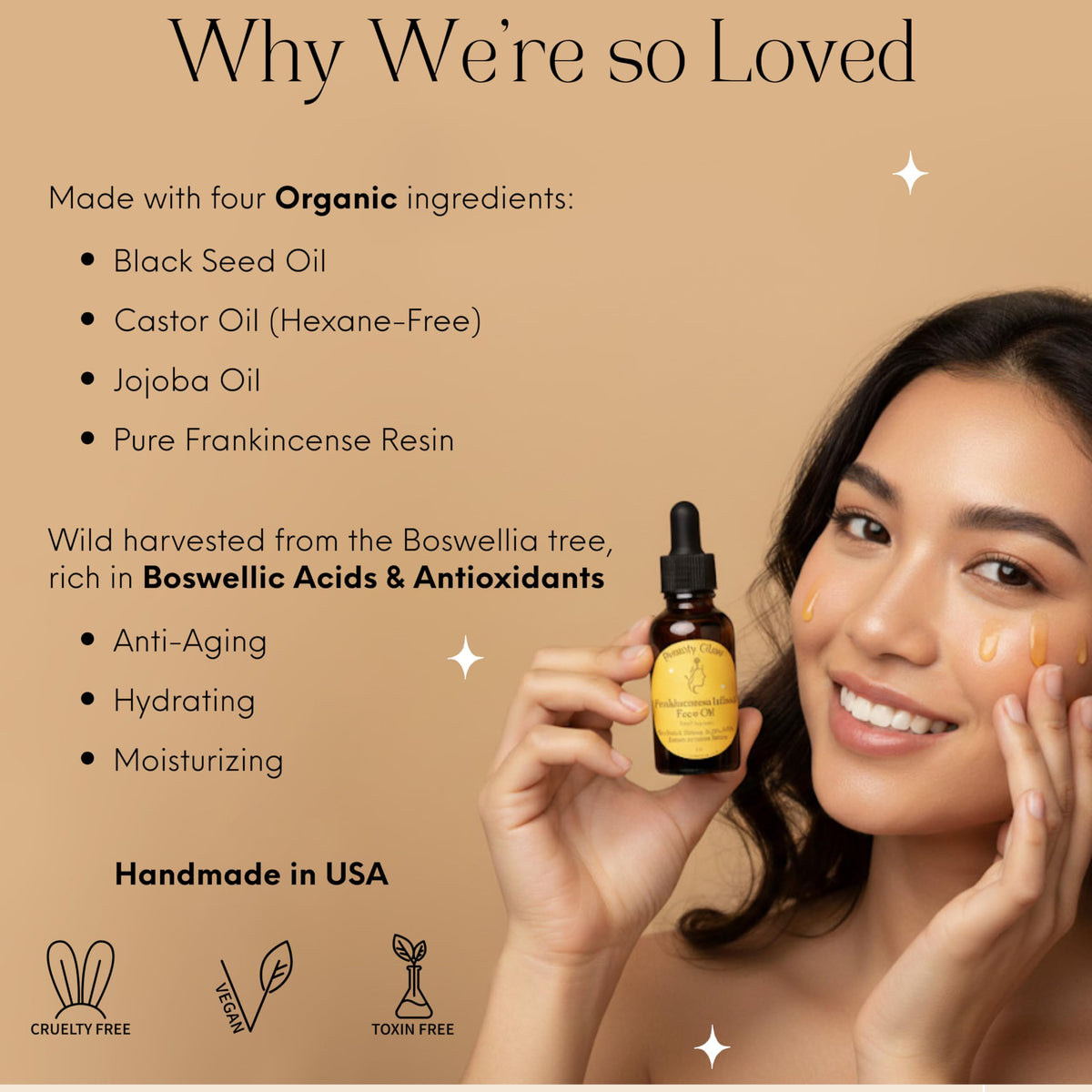 Beauty Glow frankincense resin close-up highlighting natural resin and ingredient authenticity