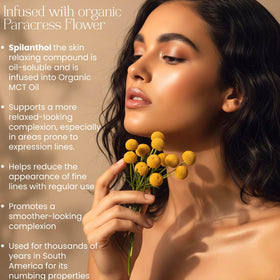 Beauty Glow oil texture on fingertips demonstrating lightweight MCT coconut hydration