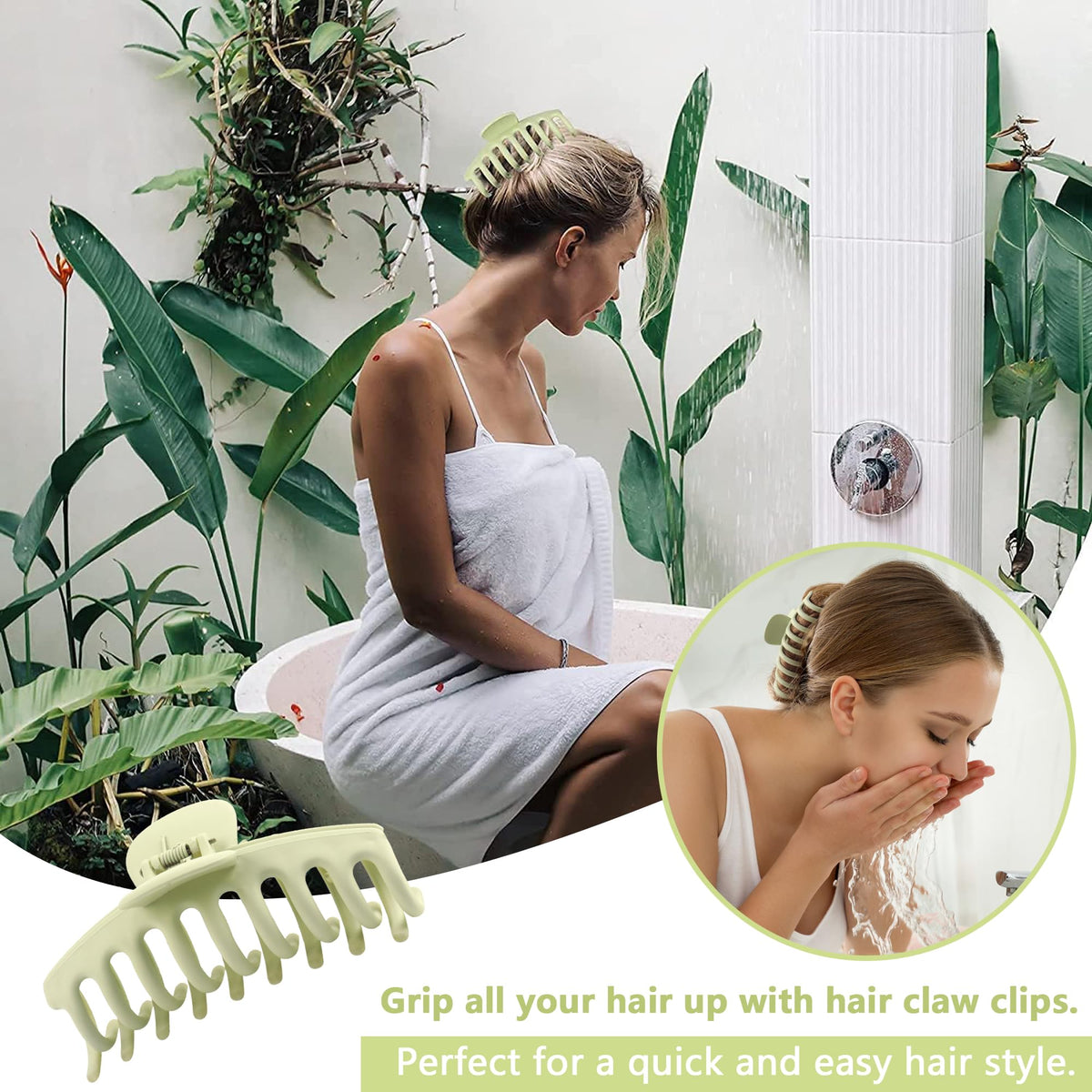 Beauty.H.C clip held in hand showing 4.33-inch size for full hair coverage
