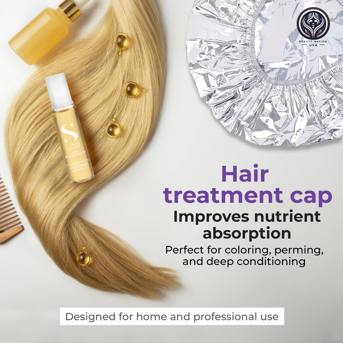 Beauty Nation USA Alfaparf before and after strand comparison showing smoother stronger hair benefit