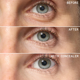Beauty Pie before and after under-eye comparison showing visible brightening