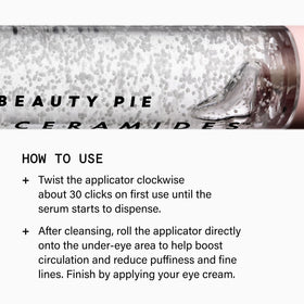 Beauty Pie ingredients label highlighting ceramides and hydrating actives