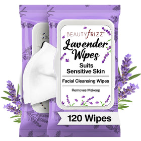 BEAUTYfRIZZ front packaging showing lavender wipes and resealable lid benefit