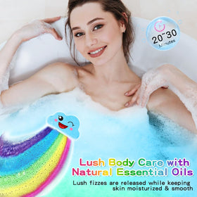 Beauwell lifestyle scene of parent and child enjoying colorful bath time and bonding