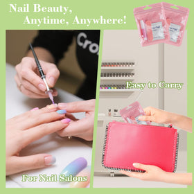 Bebbtiy travel kit next to a handbag for on-the-go touch-ups and convenience