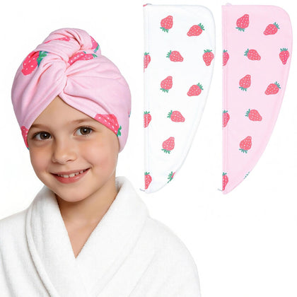BeBeJoJo pink strawberry wrap front view showing playful print and quick-dry benefit